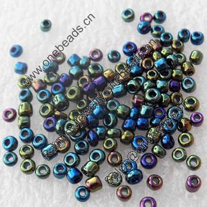Glass Seed Beads, 12/0, Iris Round Hole Rocailles, 2mm in diameter, hole: 1mm, about 39000pcs/Bag, Sold by Bag