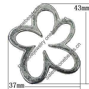 Pendant Zinc Alloy Jewelry Findings Lead-free, Flower 43x37mm, Sold by Bag