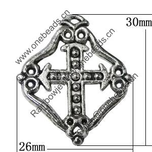 Pendant Zinc Alloy Jewelry Findings Lead-free, 30x26mm, Sold by Bag