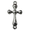 Connectors Zinc Alloy Jewelry Findings Lead-free, Cross 23x12mm Hole:1.5mm, Sold by Bag