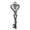 Pendant Zinc Alloy Jewelry Findings Lead-free, Key 42x15mm Hole:2.5mm, Sold by Bag