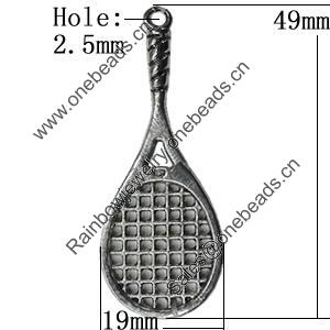 Pendant Zinc Alloy Jewelry Findings Lead-free, 49x19mm Hole:2.5mm, Sold by Bag