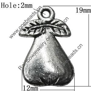 Pendant Zinc Alloy Jewelry Findings Lead-free, 19x12mm Hole:2mm, Sold by Bag