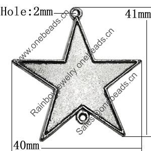 Connectors Zinc Alloy Jewelry Findings Lead-free, Star 41x40mm Hole:2mm, Sold by Bag