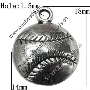 Pendant Zinc Alloy Jewelry Findings Lead-free, 18x14mm Hole:1.5mm, Sold by Bag