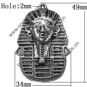 Pendant Zinc Alloy Jewelry Findings Lead-free, 49x34mm Hole:2mm, Sold by Bag