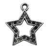 Pendant Zinc Alloy Jewelry Findings Lead-free, Star 23x19mm Hole:2mm, Sold by Bag