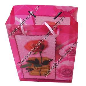 Gift Shopping Bag, Translucent PPC, Size: about 31cm wide, 39cm high, 9cm bottom wide, Sold by Box