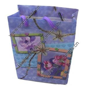 Gift Shopping Bag, Translucent PPC, Size: about 26.5cm wide, 34cm high, 9cm bottom wide, Sold by Box