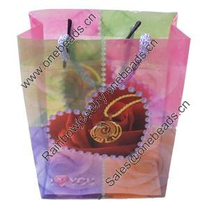 Gift Shopping Bag, Translucent PPC, Size: about 26.5cm wide, 34cm high, 9cm bottom wide, Sold by Box