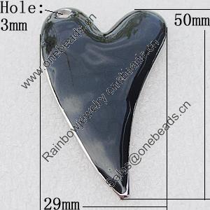 Zinc Alloy Enamel Pendant, Nickel-free & Lead-free, Heart 50x29mm Hole:3mm, Sold by PC	