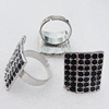 Metal Alloy Finger Rings, Rectangle 22x19mm, Sold by Box 