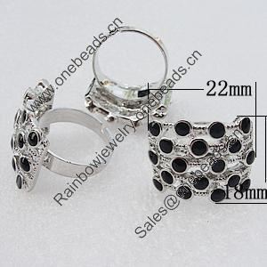 Metal Alloy Finger Rings, Twist Rectangle 22x18mm, Sold by Box 