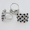 Metal Alloy Finger Rings, Twist Rectangle 22x18mm, Sold by Box 