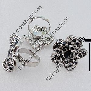 Metal Alloy Finger Rings, Twist Flower 29mm, Sold by Box 