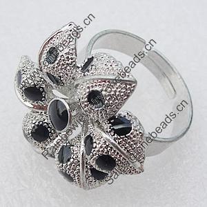 Metal Alloy Finger Rings, Flower 23mm, Sold by Box 