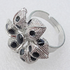 Metal Alloy Finger Rings, Flower 23mm, Sold by Box 