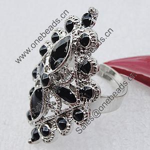 Metal Alloy Finger Rings, Diamond 34x20mm, Sold by Box 