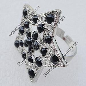 Metal Alloy Finger Rings, Star 31mm, Sold by Box 