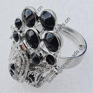 Metal Alloy Finger Rings, Flower 28x22mm, Sold by Box 