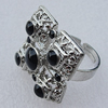 Metal Alloy Finger Rings, Square 23mm, Sold by Box 