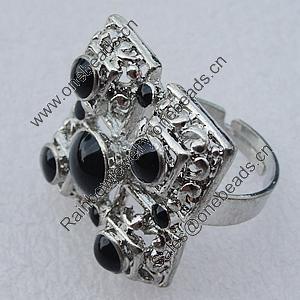 Metal Alloy Finger Rings, Square 23mm, Sold by Box 