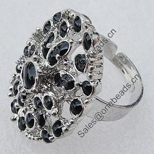 Metal Alloy Finger Rings, Flat Oval 27x20mm, Sold by Box 