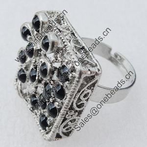 Metal Alloy Finger Rings, Square 24x22mm, Sold by Box 