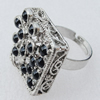 Metal Alloy Finger Rings, Square 24x22mm, Sold by Box 