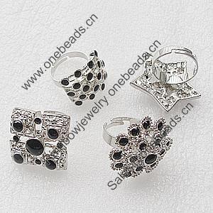 Metal Alloy Finger Rings, Mix Style, 28x22mm-41x37, Sold by Box