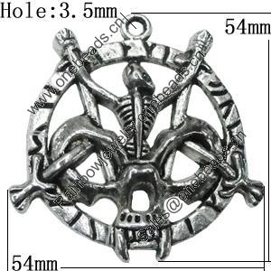Pendant Zinc Alloy Jewelry Findings Lead-free, 54x54mm Hole:3.5mm, Sold by Bag