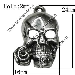 Pendant Zinc Alloy Jewelry Findings Lead-free, Skeleton 24x16mm Hole:2mm, Sold by Bag