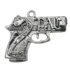 Pendant Zinc Alloy Jewelry Findings Lead-free, Handgun 65x57mm Hole:5mm, Sold by Bag