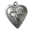 Pendant Zinc Alloy Jewelry Findings Lead-free, Heart 25x20mm Hole:2mm, Sold by Bag