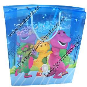 Gift Shopping Bag, Translucent PPC, Size: about 31.5cm wide, 39.5cm high, 9cm bottom wide, Sold by Box