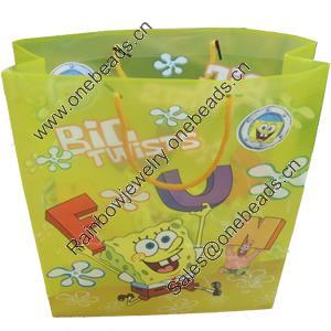 Gift Shopping Bag, Translucent PPC, Size: about 31.5cm wide, 39.5cm high, 9cm bottom wide, Sold by Box
