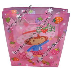 Gift Shopping Bag, Translucent PPC, Size: about 31.5cm wide, 39.5cm high, 9cm bottom wide, Sold by Box