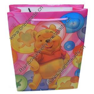 Gift Shopping Bag, Translucent PPC, Size: about 23cm wide, 30cm high, 8cm bottom wide, Sold by Box