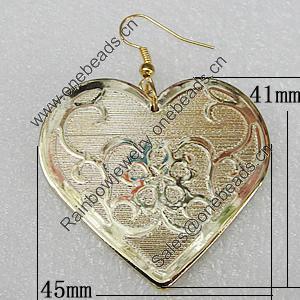 Acrylic Earrings, Heart 45x41mm, Sold by Group