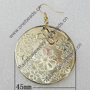 Acrylic Earrings, Flat Round 45mm, Sold by Group