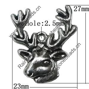 Pendant Zinc Alloy Jewelry Findings Lead-free, Animal Head 23x27mm Hole:2.5mm, Sold by Bag