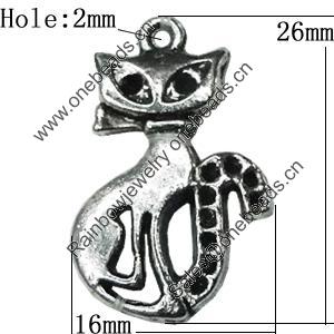 Pendant Zinc Alloy Jewelry Findings Lead-free, Cat 26x16mm Hole:2mm, Sold by Bag