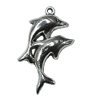 Pendant Zinc Alloy Jewelry Findings Lead-free, Dolphin 36x23mm Hole:1.5mm, Sold by Bag