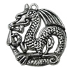 Pendant Zinc Alloy Jewelry Findings Lead-free, Dragon 32x30mm Hole:2mm, Sold by Bag