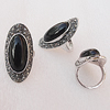 Metal Alloy Finger Rings, Flat Oval 37x19mm, Sold by Box 