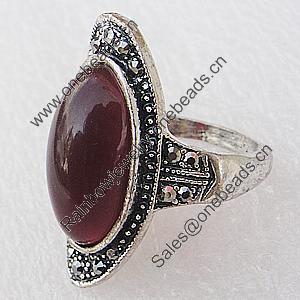 Metal Alloy Finger Rings, Flat Oval 31x14mm, Sold by Box 