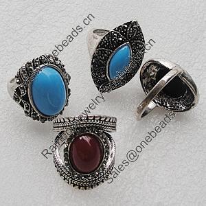 Metal Alloy Finger Rings, Mix Style, 25x19mm-37x19mm, Sold by Box 