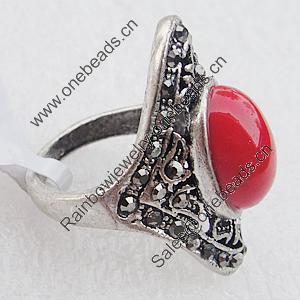 Metal Alloy Finger Rings, Diamond 30x20mm, Sold by Box 