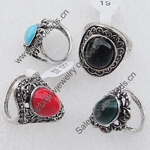 Metal Alloy Finger Rings, Mix Style, 19mm-30x20mm, Sold by Box 