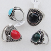 Metal Alloy Finger Rings, Mix Style, 19mm-30x20mm, Sold by Box 